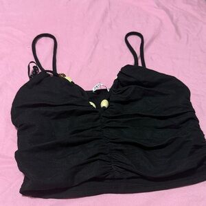 Black Ruched Crop Top